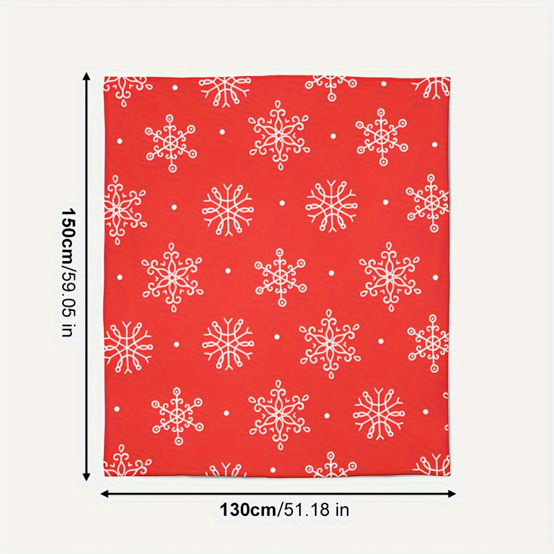 Christmas Snowflake Print Flannel Blanket Soft Warm Throw Blanket