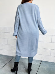 Women's Plus Size Knit Lantern Sleeve Cardigan