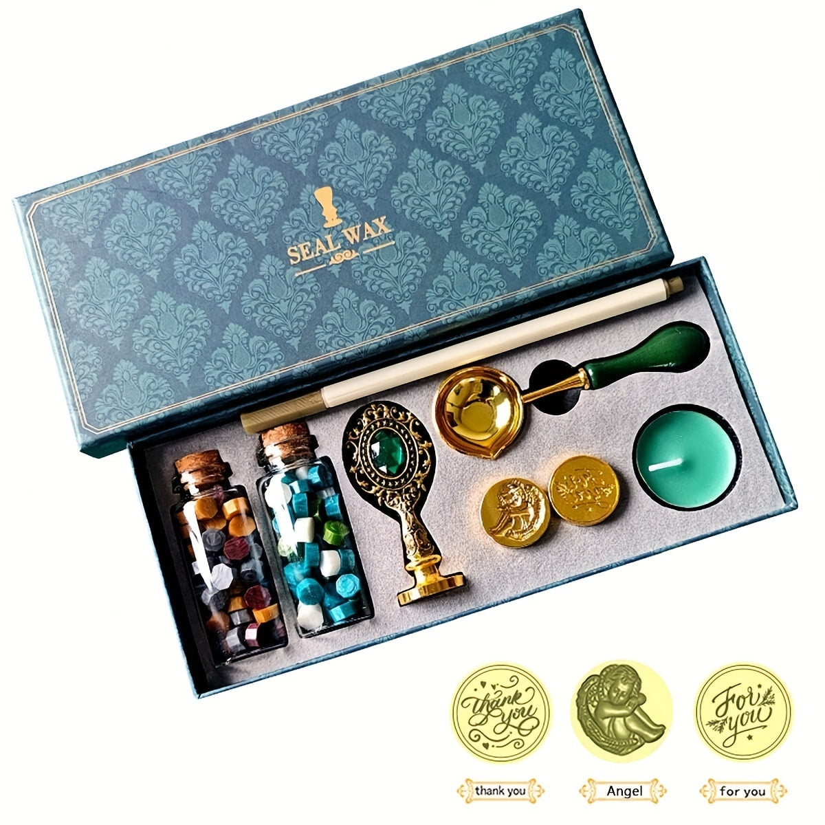 Wax Sealing Stamp Tools Set With Storage Box Fire Lacquer Seal Stamp Kit
