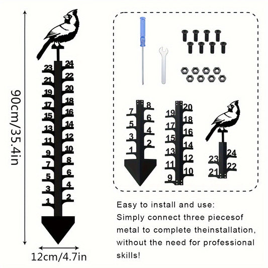 Courtyard Metal Snow Gauge Garden Large Iron Snowfall Measuring Rod