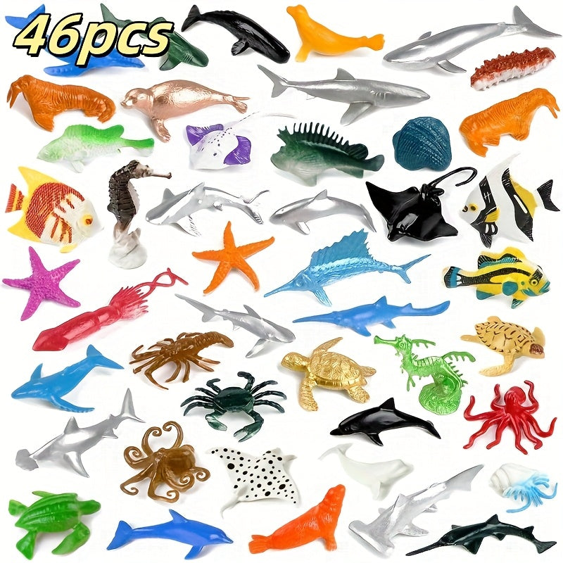 92pcs Mini Ocean Sea Animals Toys Assorted Vinyl Plastic Ocean Animal Figures