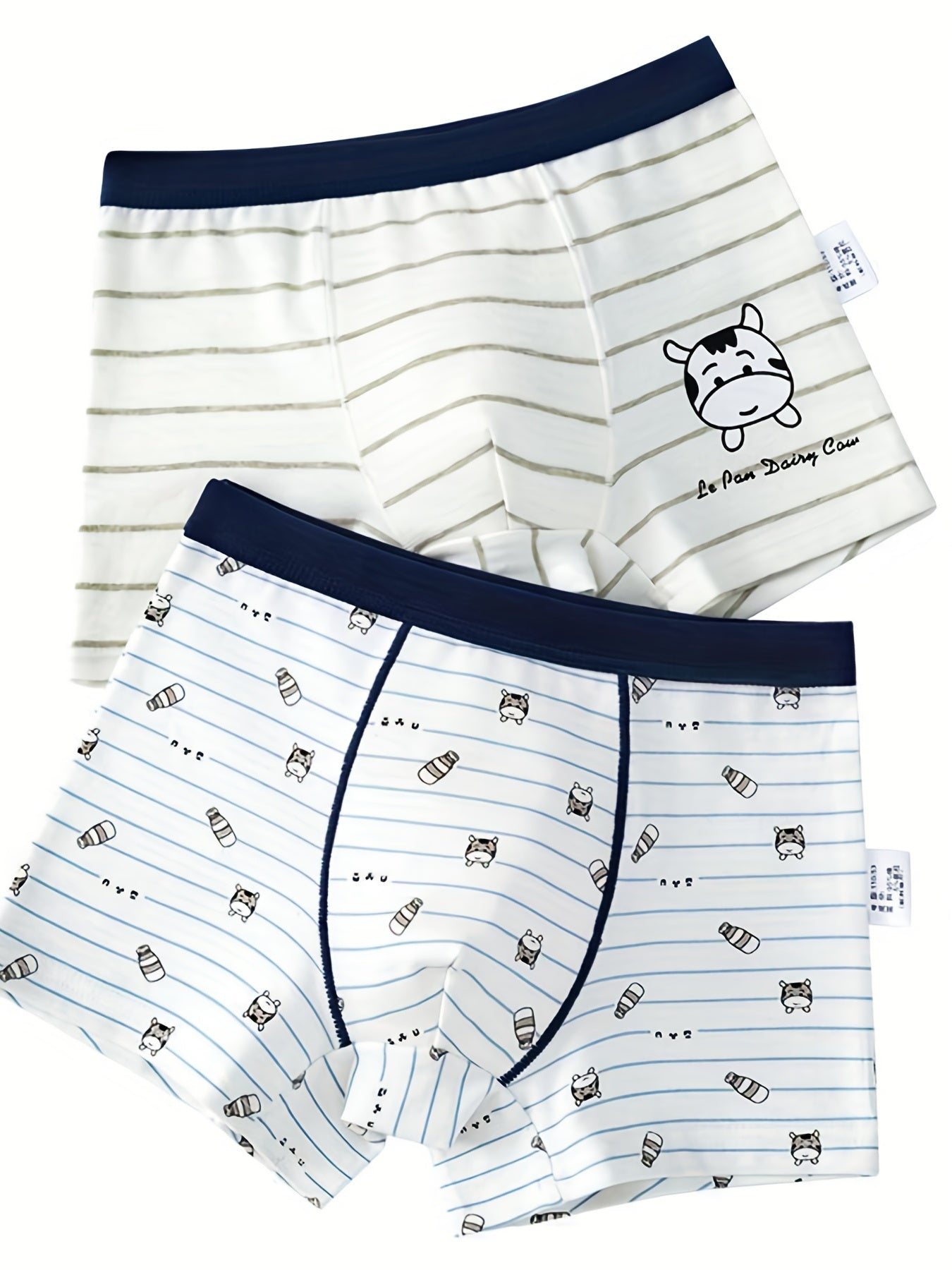2pcs Boys Boxer Briefs Cartoon Print Elastic Waist Shorts Cotton Underwear