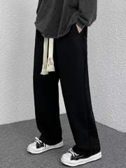 Men's Drawstring Waist Straight Pants for Autumn and Winter