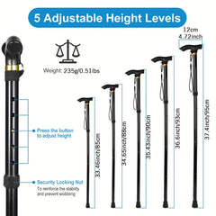 Adjustable Folding Cane Trekking Poles Collapsible Walking Stick