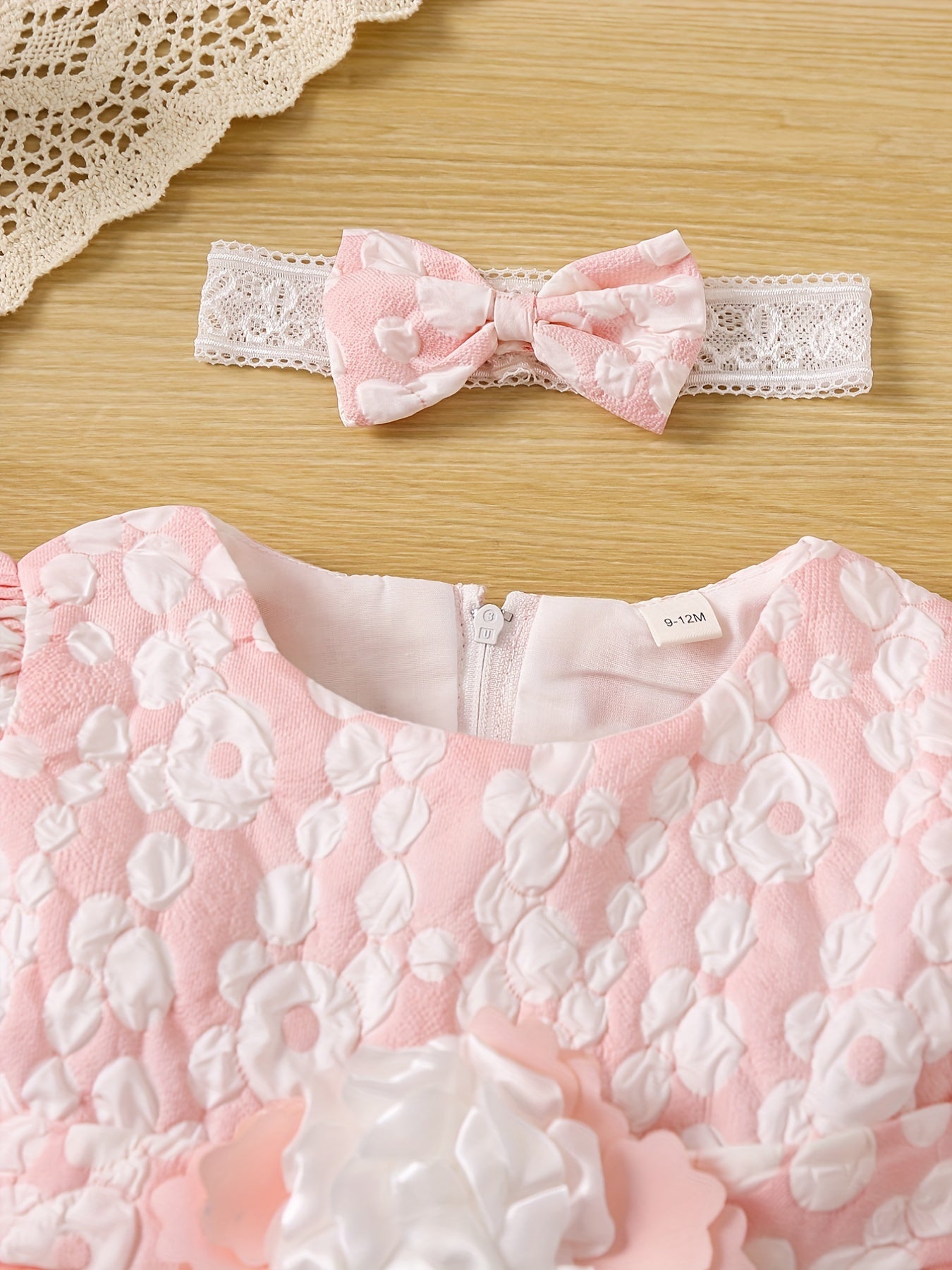 Mesh Puffy Princess Dress Flower Decor Flutter Sleeve