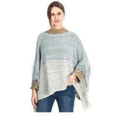 Fringe Shawl Large Split Shawl Wrap Warm Windproof Shawl Cape For Women