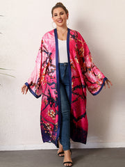 Boho Kimono Women's Plus Floral Print Tie Dye Long Sleeve