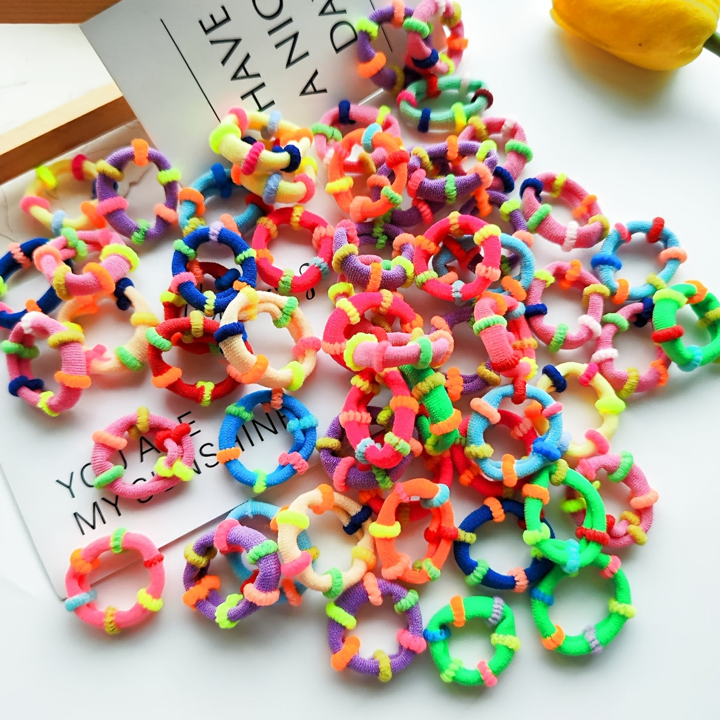 Colorful Elastic Hair Ties For Girls Soft Knotted Rubber Hair Ropes