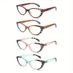 4pk Cat Eye Reading Glasses Women Light Blocking Readers Spring Hinge Anti Glare