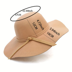 Women's Fedora Ruffle Wide Brim Felt Hat