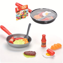 Kitchen Play House Pretend Cooking Toy with Utensils for Girls Boys