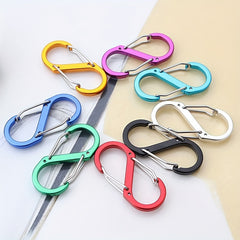 6pcs No 5 Aluminum Alloy S Carabiner Mini Spring Hanging Buckle