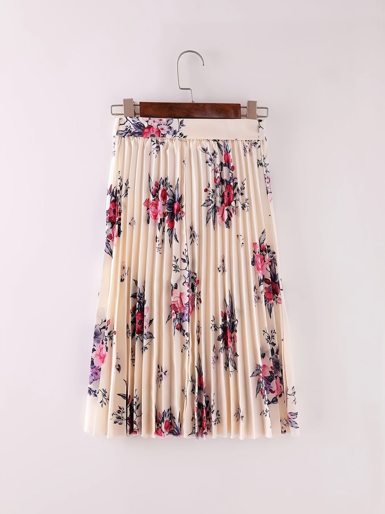 Boho Floral Print Pleated Skirt with Tied Front
