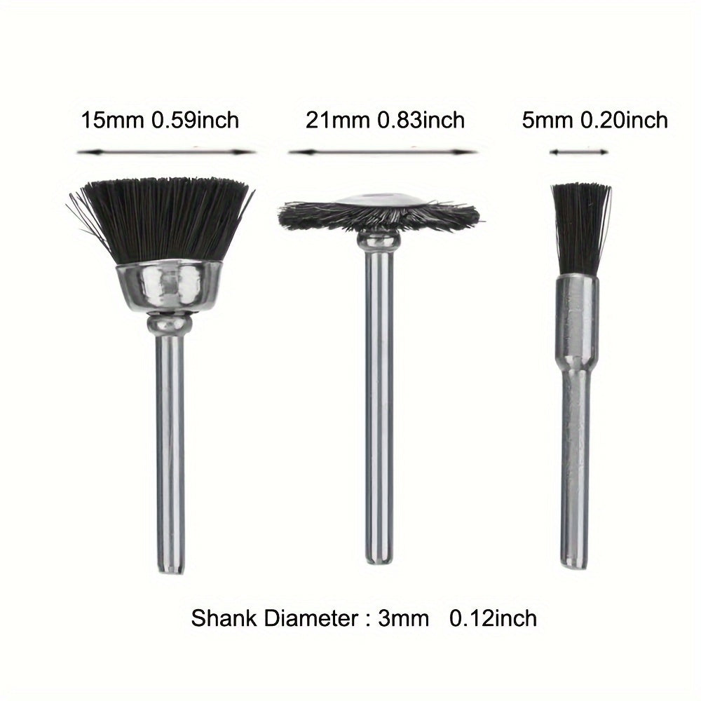 9pcs Soft Nylon Bristle Brushes Cleaning Set 3mm Shank Rotar Accessories