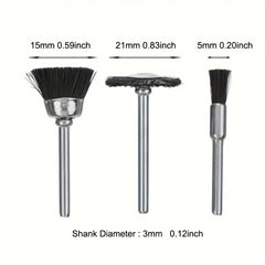 9pcs Soft Nylon Bristle Brushes Cleaning Set 3mm Shank Rotar Accessories