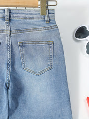 Girls Heart Print Stretch Jean Denim Pants with Pocket