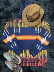 Ethnic Print Kangaroo Pocket Hoodie Casual Long Sleeve Hoodies