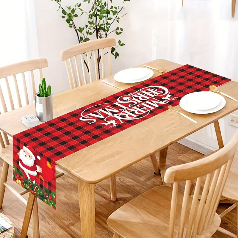 Christmas Table Flag Santa Claus Merry Christmas Snowflakes Winter Home Decor