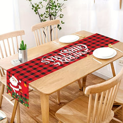 Christmas Table Flag Santa Claus Merry Christmas Snowflakes Winter Home Decor