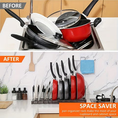 Rubber Coated Expandable Pot & Lid Organizer for Cabinet Storage