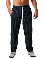 Stripe Drawstring Breathable Sweatpants Loose Fit Men's Joggers