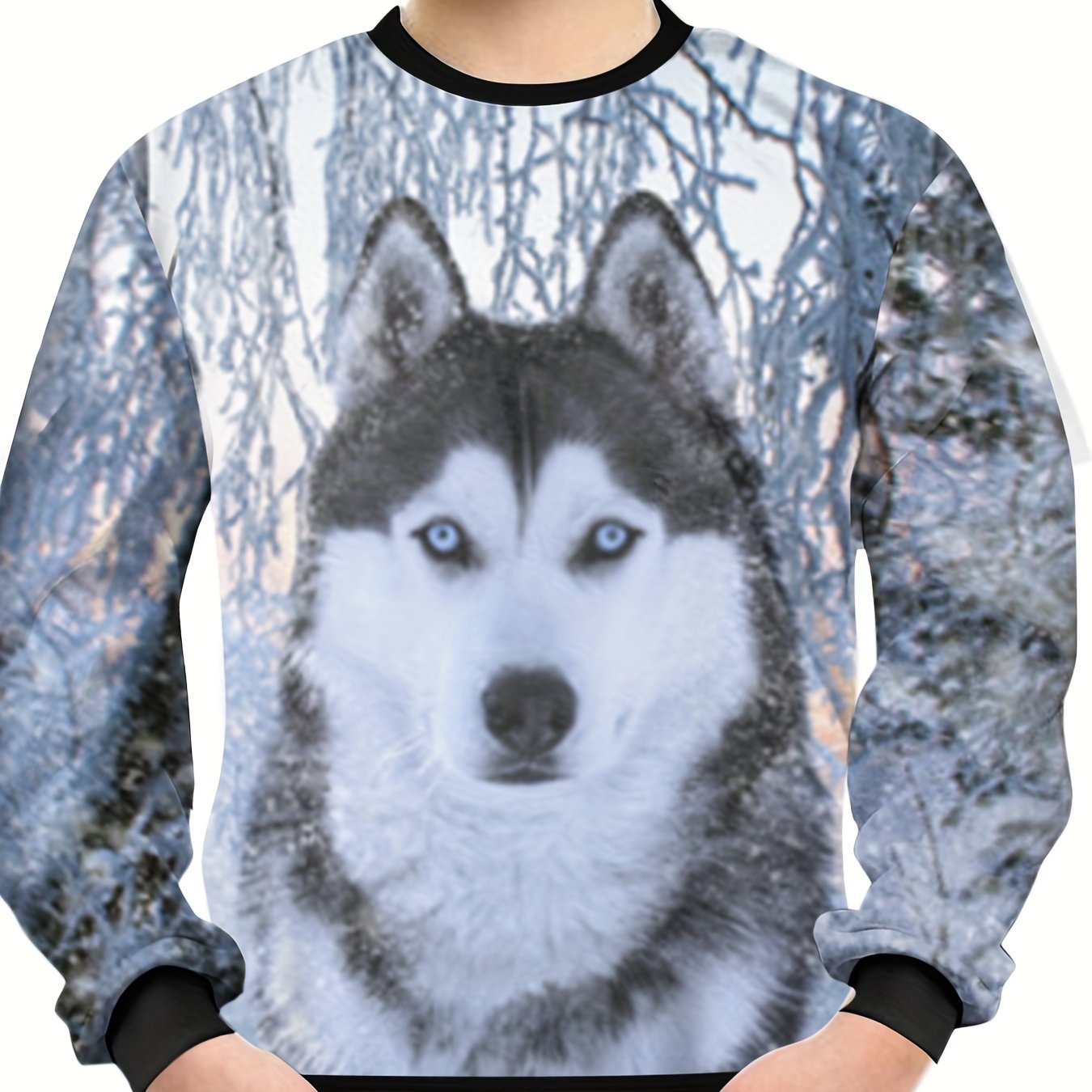 3D Winter Husky Pattern Sweatshirt For Kids Unisex Pullover