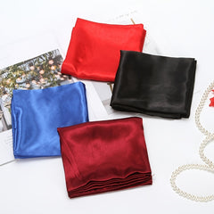 Square Satin Scarf Solid Neckerchief Casual Shawl Bandana