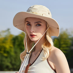 Women's Wide Brim Bucket Hat Summer Sunscreen Beach Fisherman Cap