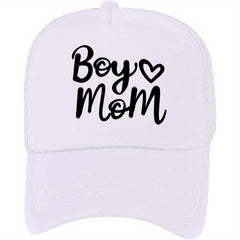 Unisex Sunshade Baseball Cap with Embroidered BOY MOM Letter