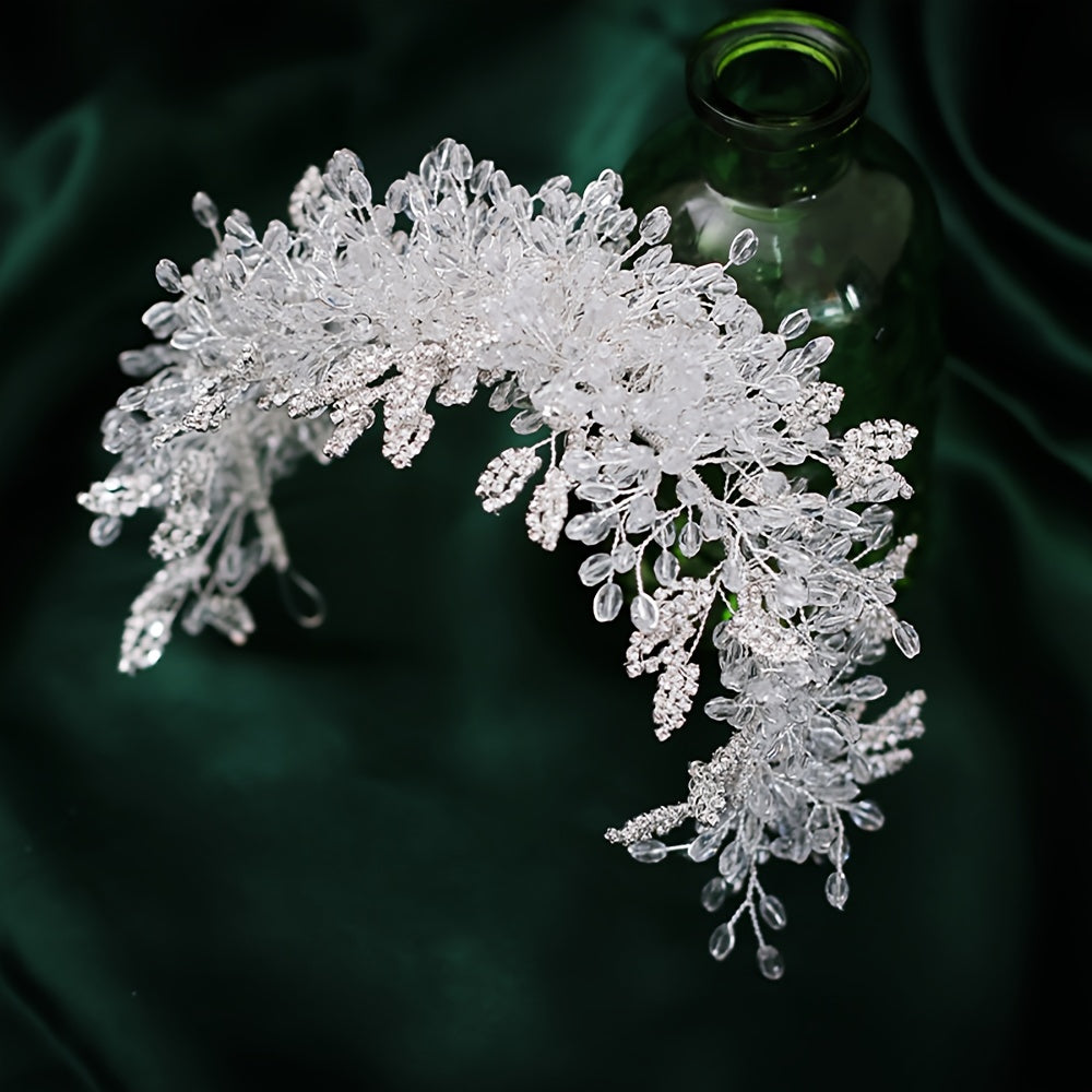 Beaded Crown Tiara Headbands for Wedding Dress