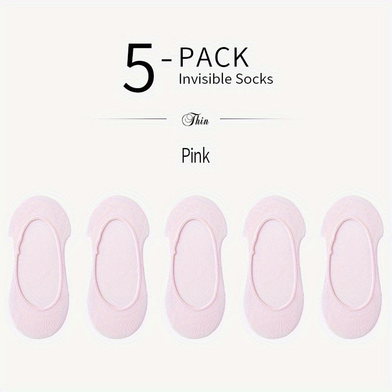 5 Pairs Thin Short Socks Non-slip Invisible Ankle Women's Stockings