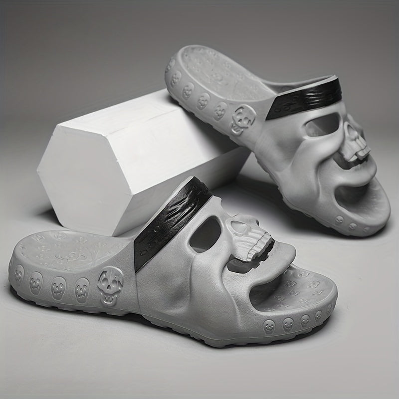 Men's Skull Slides Non Slip Slippers for Indoor Outdoor Beach Shower