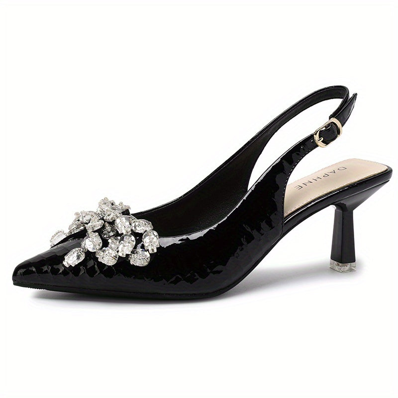 Women's Bowknot Stiletto Heels Point Toe Pumps Slingback Heels