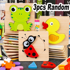 Vibrant Wooden Animal & Vehicle Puzzle Toy