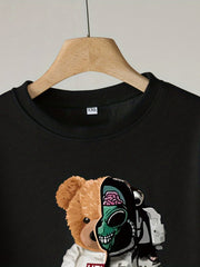 Alien Bear Pattern Boy's 2pcs Sweatshirt & Sweatpants Set