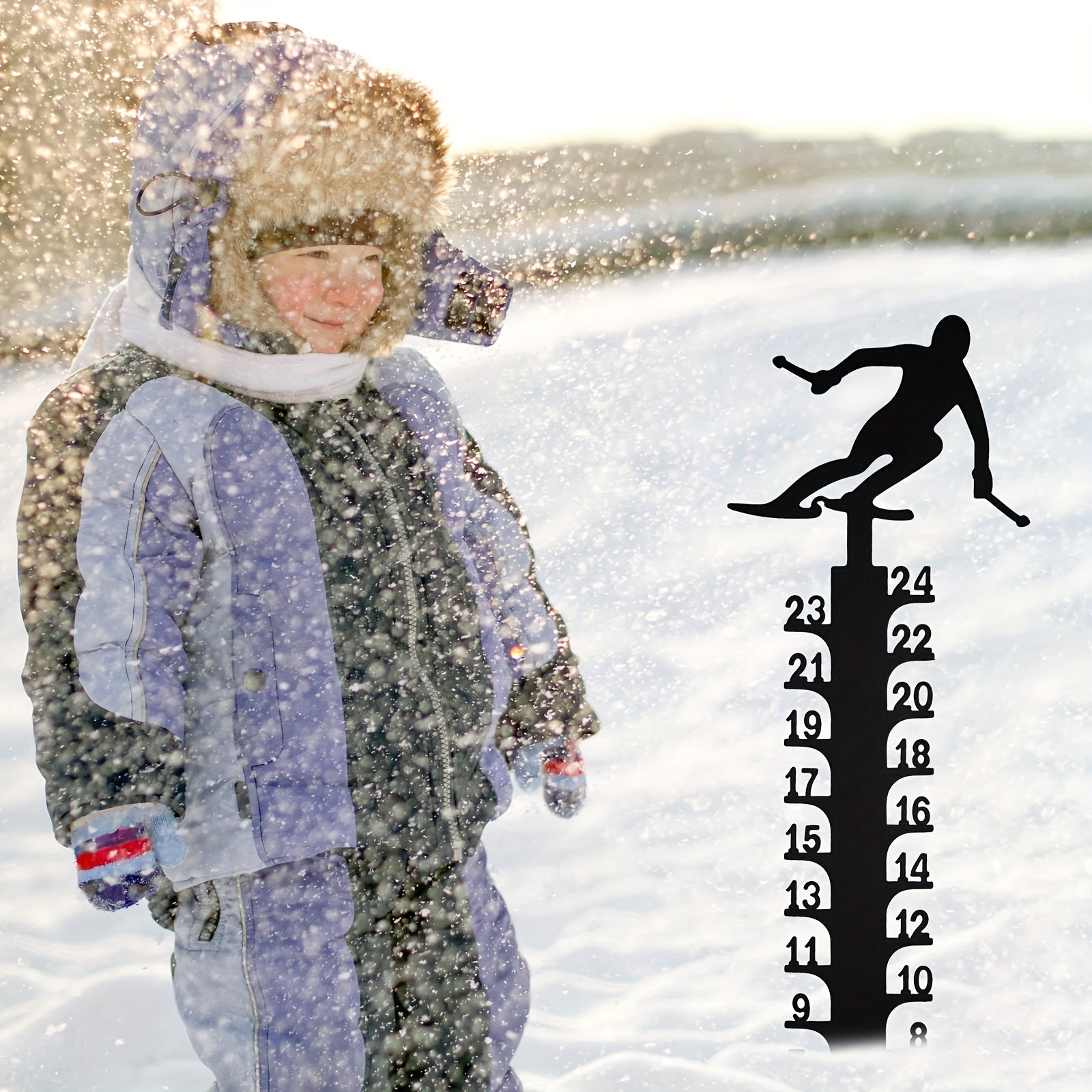 Snow Gauge Christmas Snowflake Measuring Stick Garden Stakes