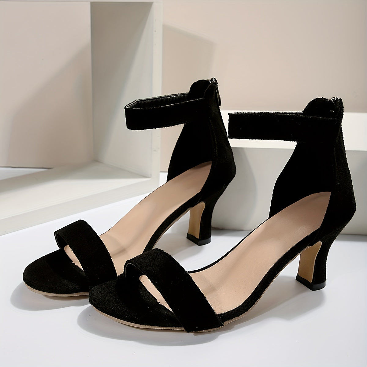 Women's Suede Sandals Open Toe Solid Ankle Strap Outdoor Shoes