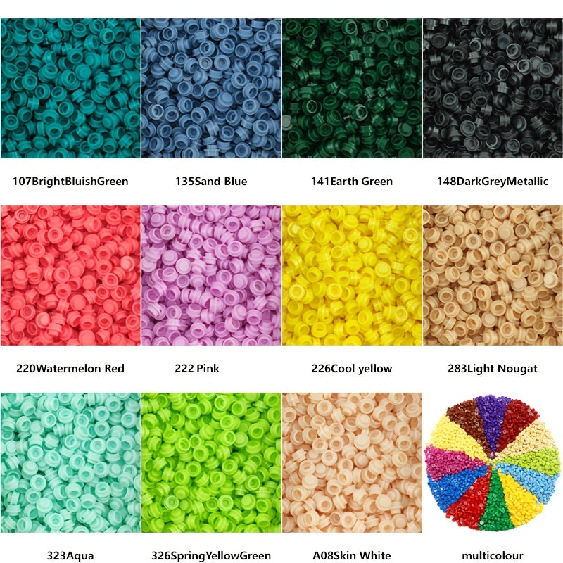 500pcs 1x1 Round Plate Building Blocks Set Compatible with 4073 DIY Pixel A