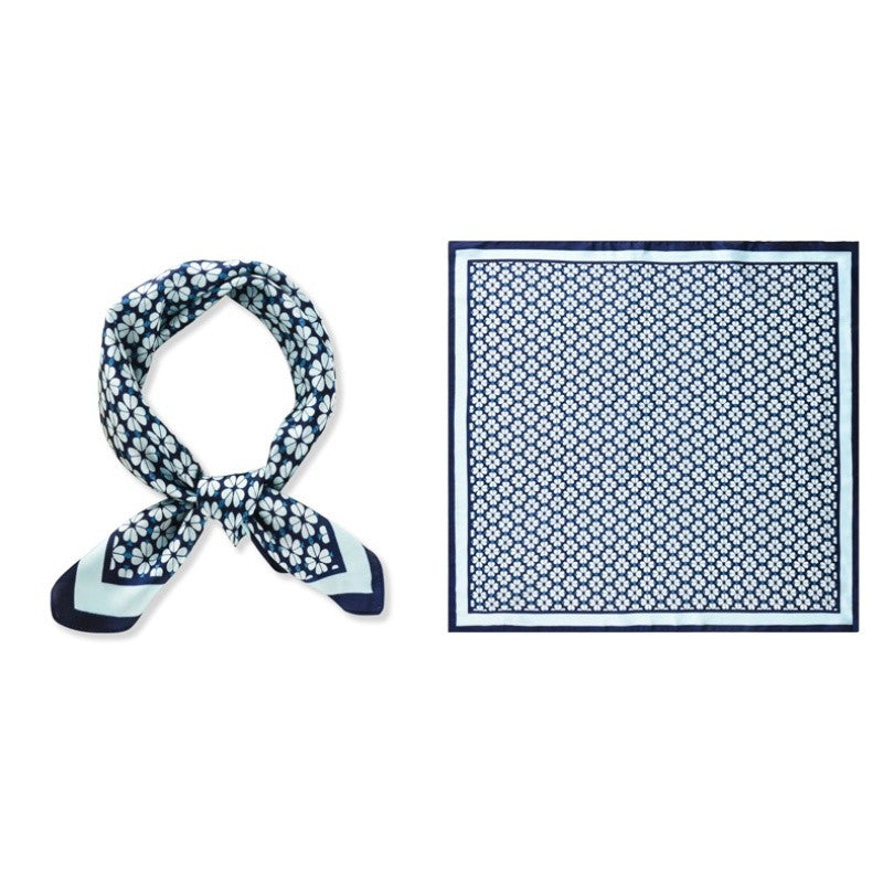 70cm Geometric Flower Print Square Scarf Neckerchief Bandana