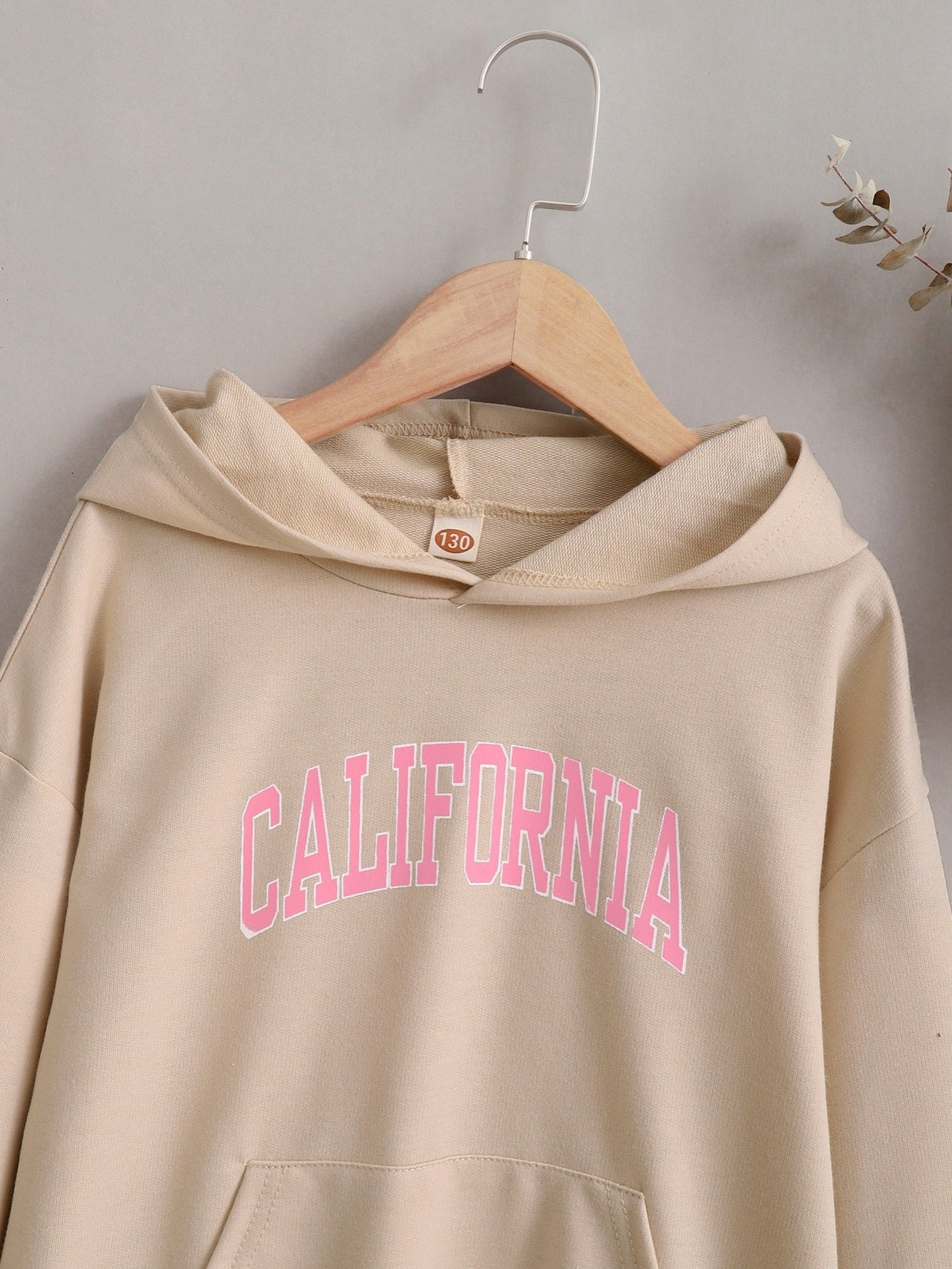Girls Letter Print Cotton Hoodie
