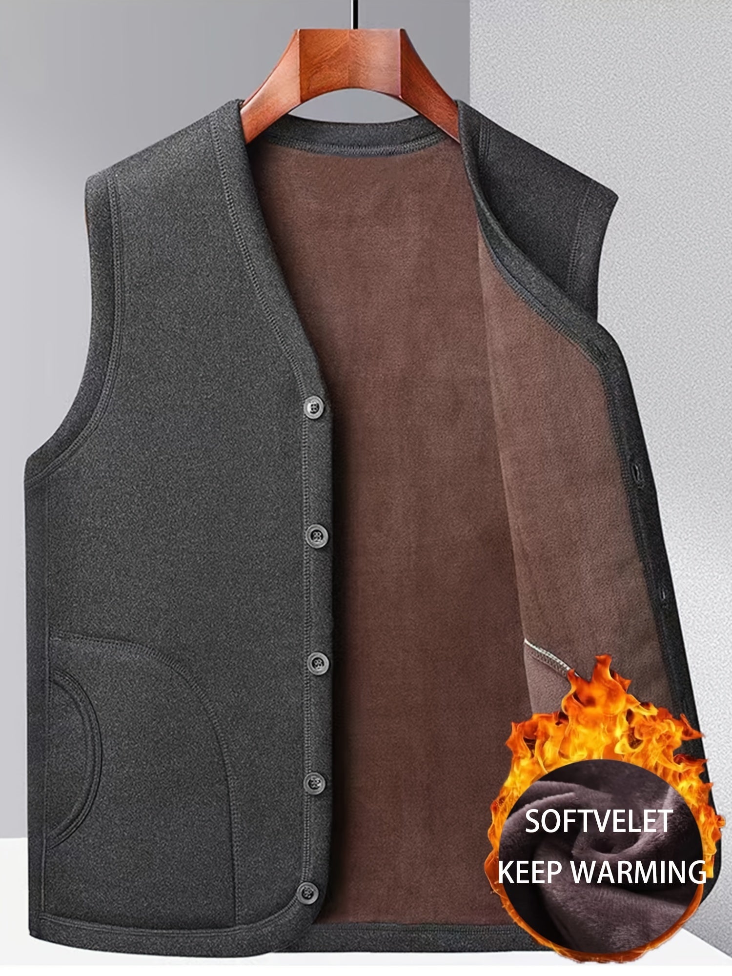 Vintage Button Up V Neck Vest for Fall Winter