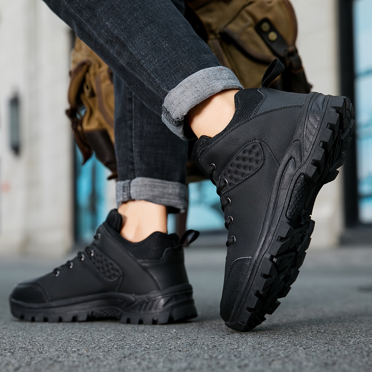 Men's Casual Hiking Shoes Non Slip PU Leather Outdoor Activities