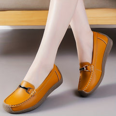 Women's Metal Decor Loafers Slip On Shoes Lightweight Faux Leather