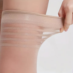 4 Pairs Striped Thigh High Stockings Mesh Over The Knee Socks Women's Hosiery