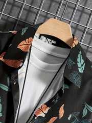 Leaf Pattern Casual Short Sleeve Shirt Men's Hawaiian Shirt