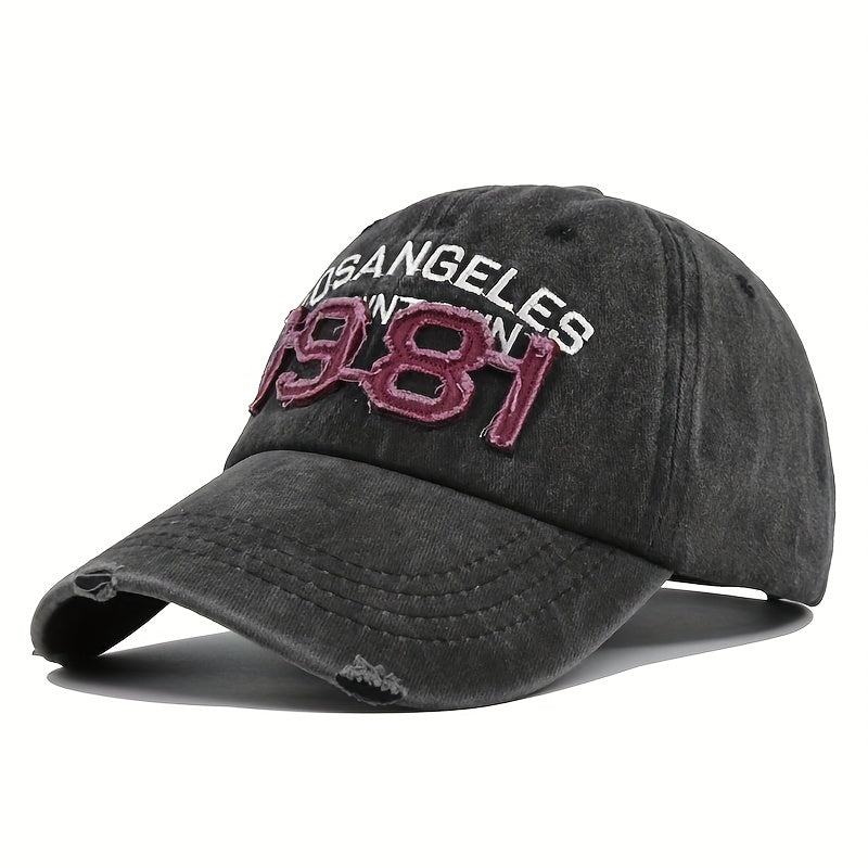 Retro 1981 3D Embroidery Baseball Cap Washed Old Sun Visor