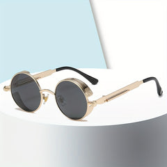 Men's Vintage Driving Goggles Round Frame Sunglasses