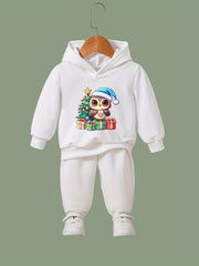 Girls Christmas Animal Pattern Sweatshirt Top Sweatpants Set