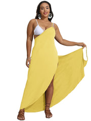 Sexy Plus Size Wrap Maxi Dress with High Split