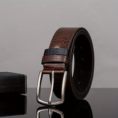 Men's Square Leather Circle Embossed Belt